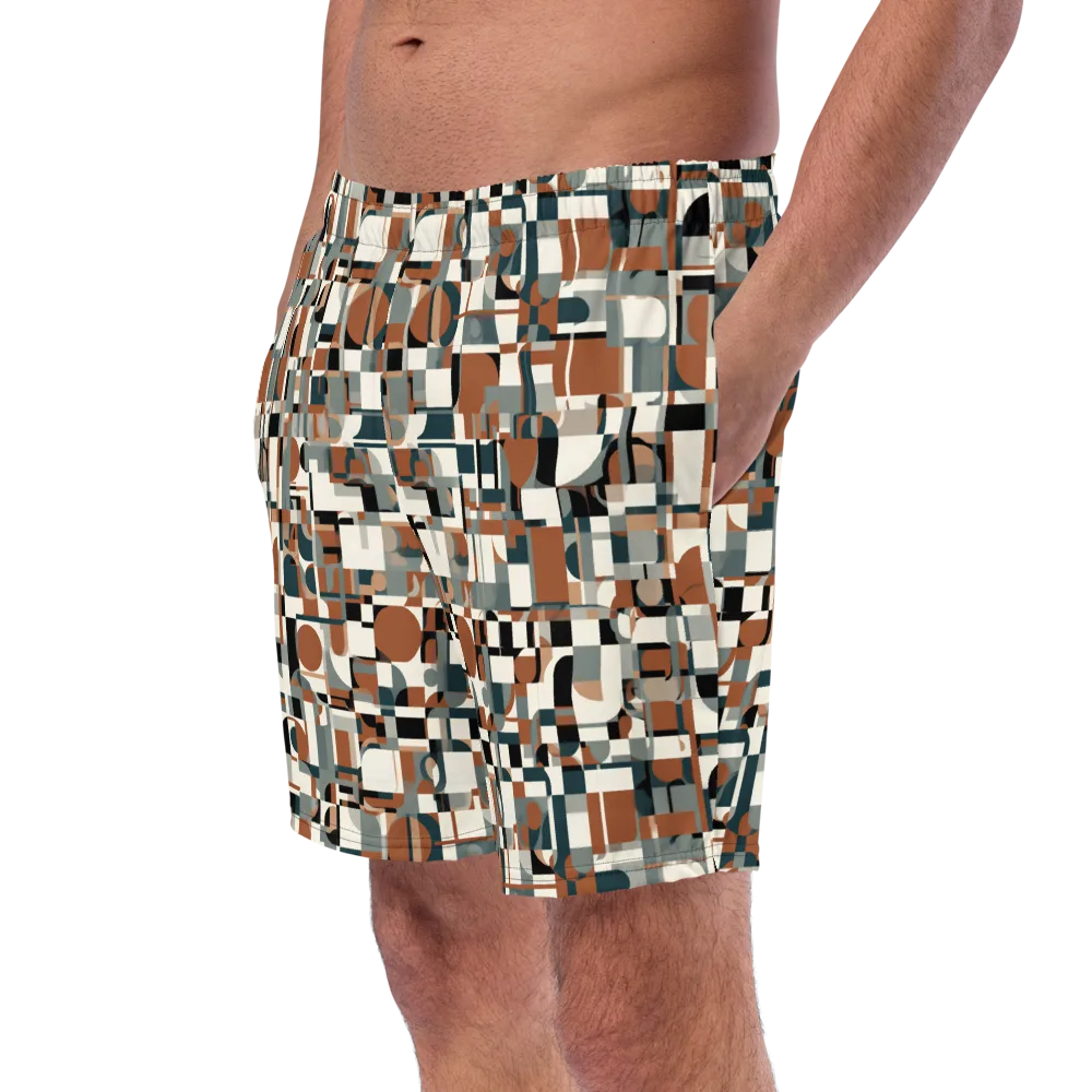 Terracotta Grid on Swim Trunks — Left Front