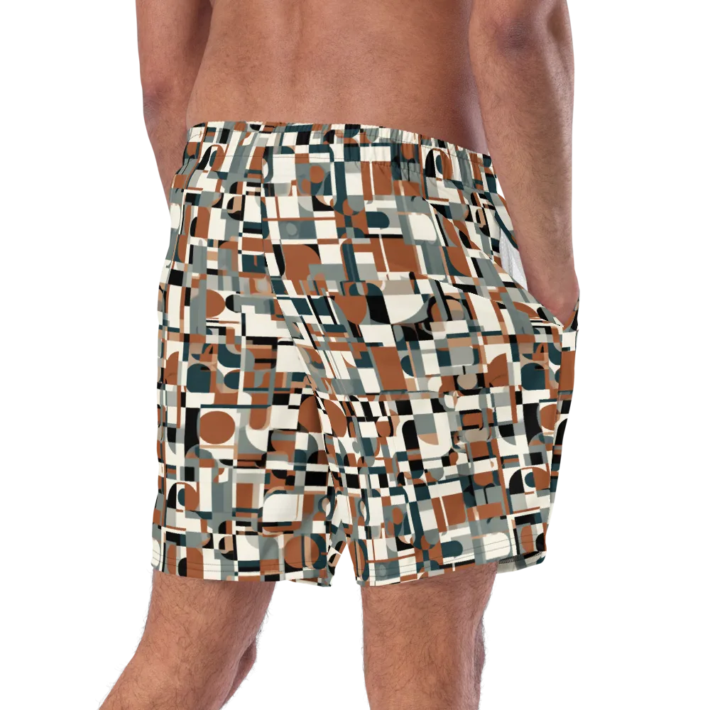 Terracotta Grid on Swim Trunks — Right Back
