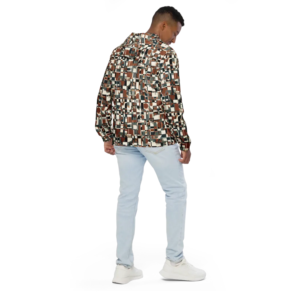Terracotta Grid on Men's Windbreaker — Back