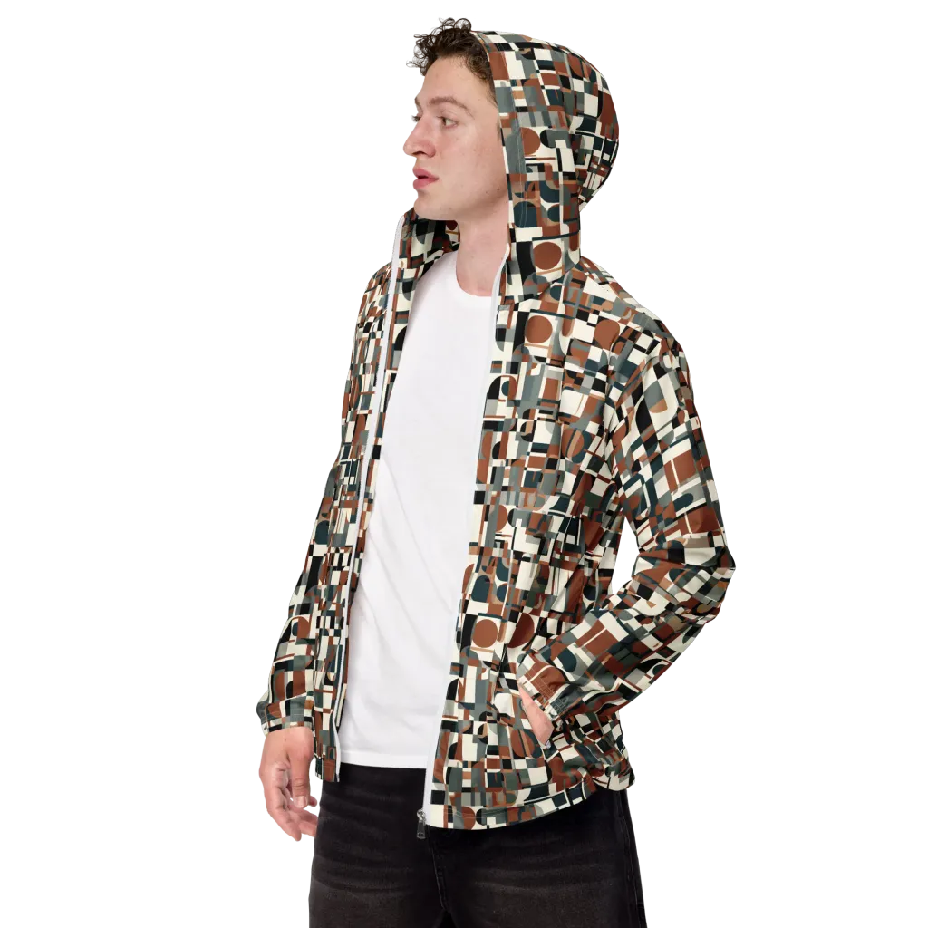 Terracotta Grid on Men's Windbreaker — Left Front
