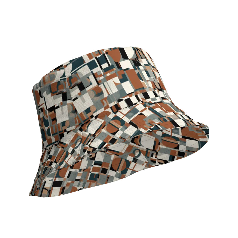Terracotta Grid on Reversible Bucket Hat — Product details Outside