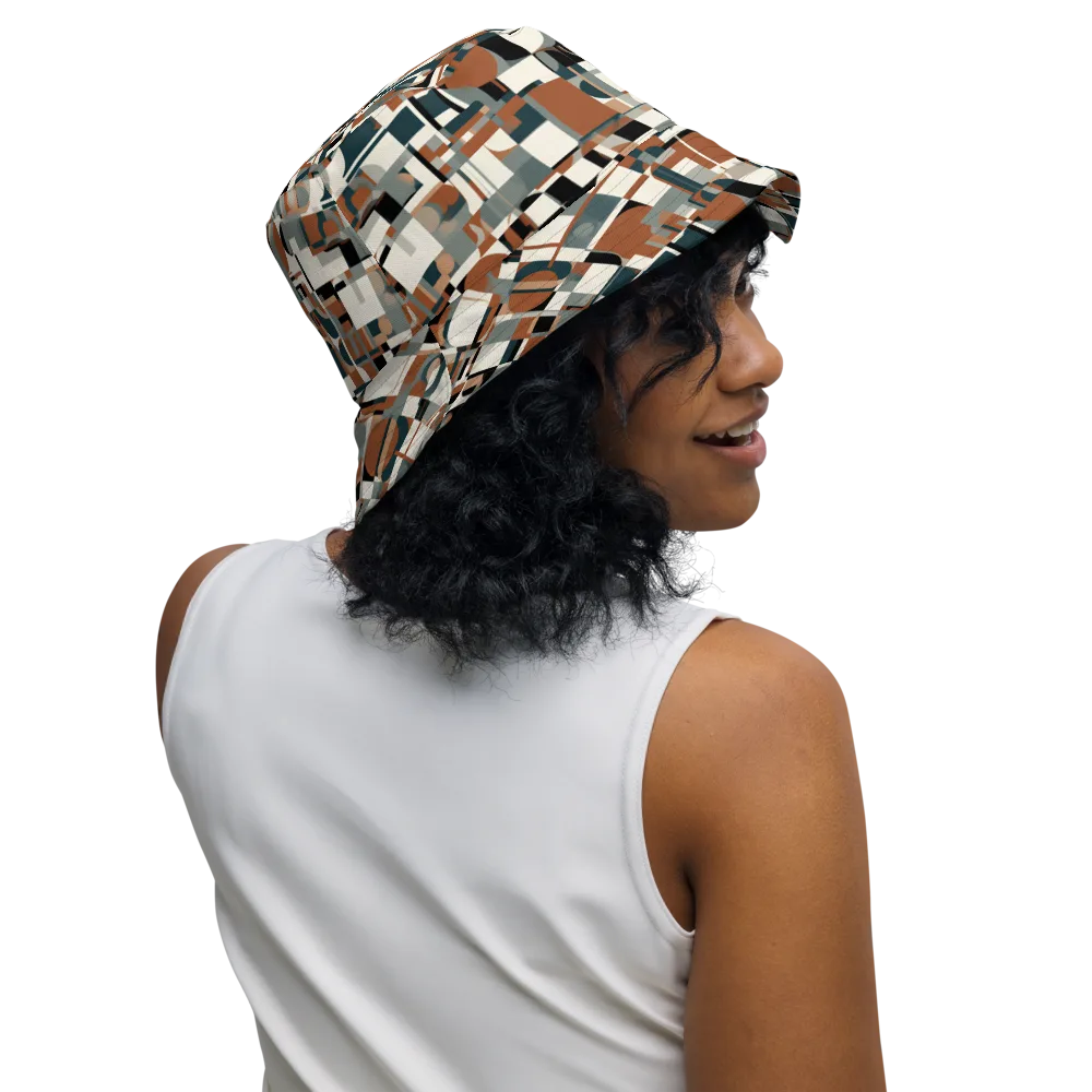 Terracotta Grid on Reversible Bucket Hat — Right Outside