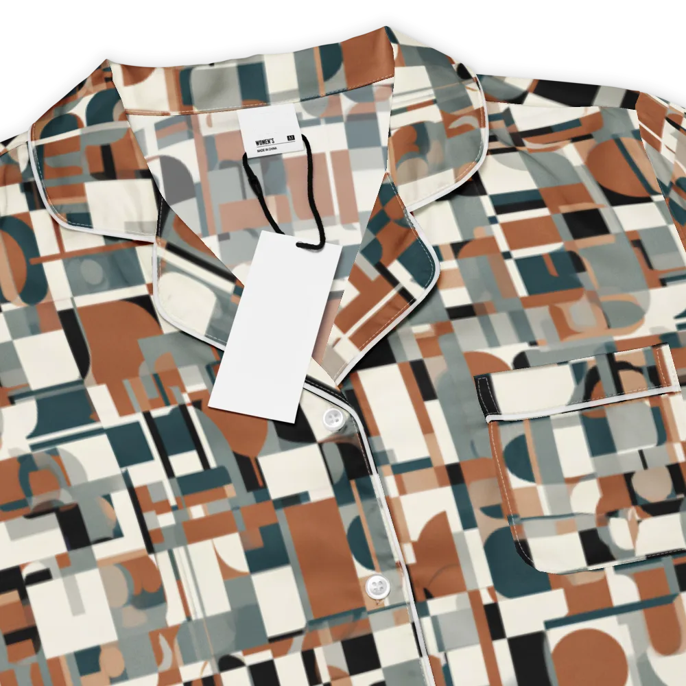 Terracotta Grid on Women's Short Sleeve Pajama Top — Product details