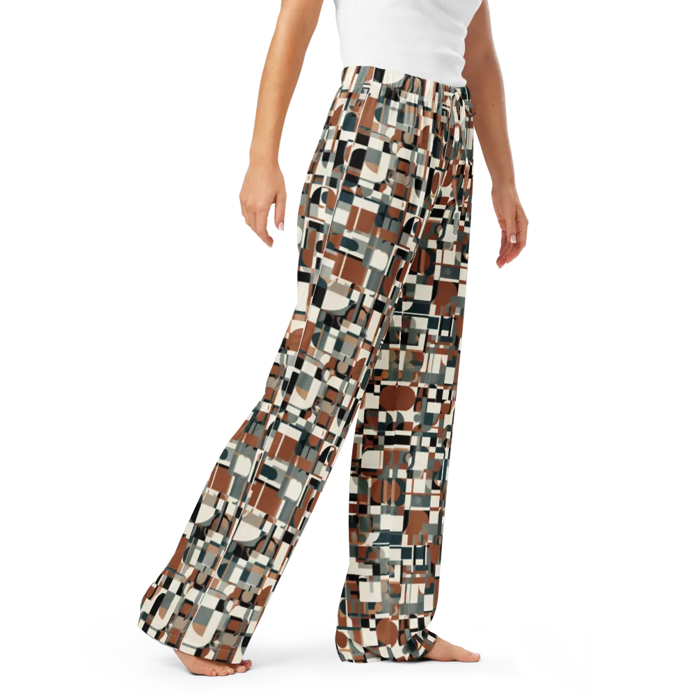 Terracotta Grid on Women's Pajama Pants — Right Front