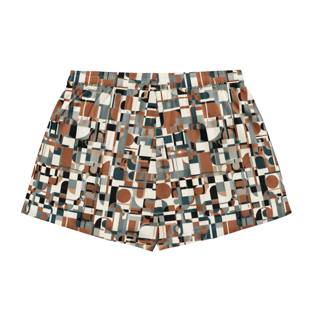 Terracotta Grid on Women's Pajama Shorts — Back
