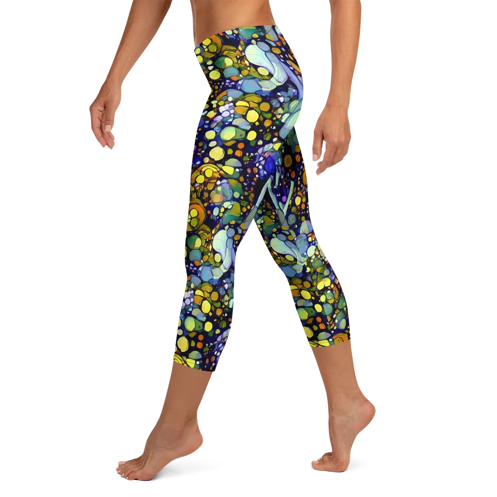 Indigo Carnival on Capri Leggings — Left