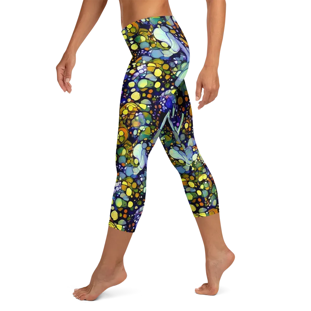 Indigo Carnival on Capri Leggings — Left