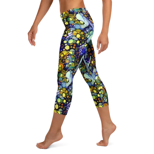 Indigo Carnival on a Capri Leggings