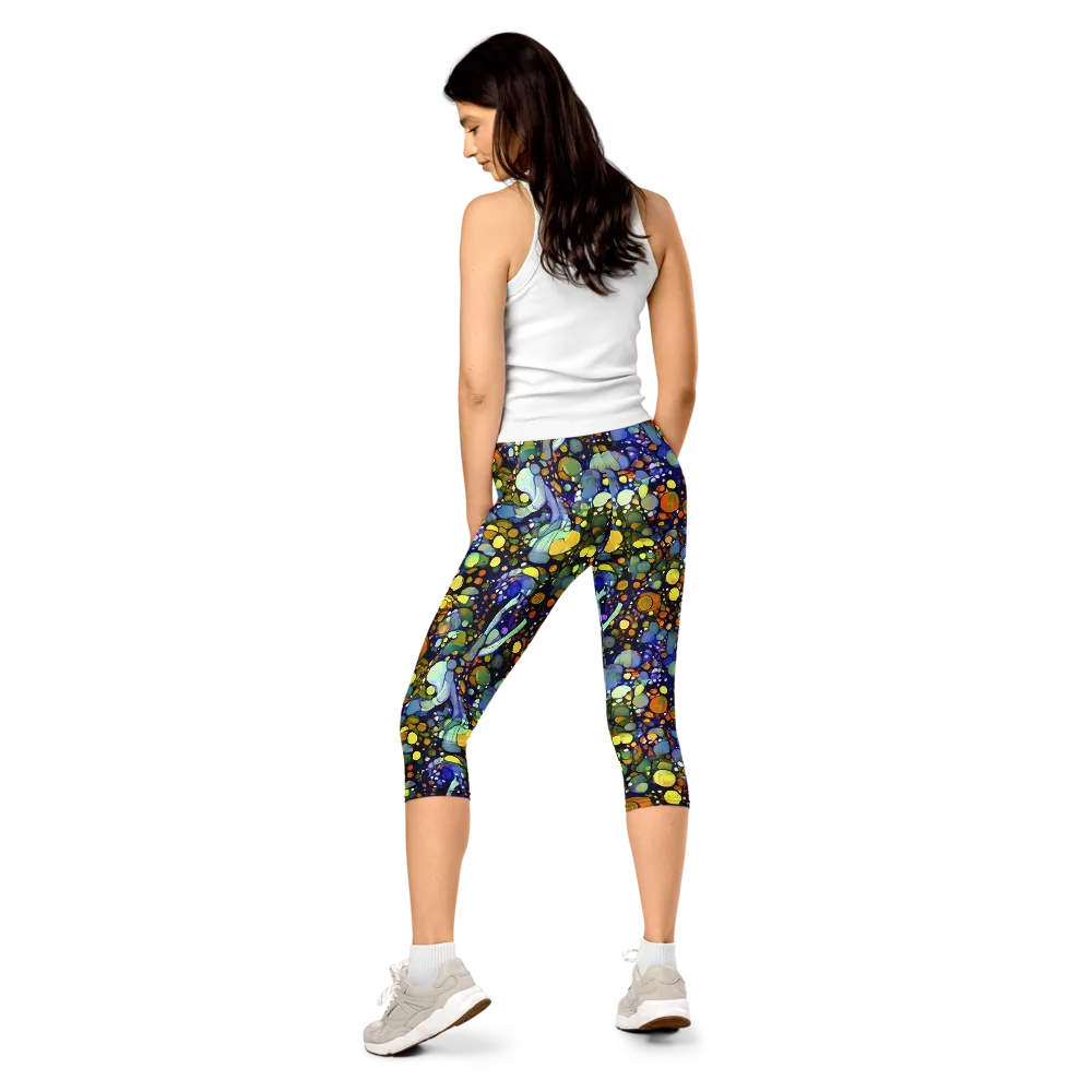 Indigo Carnival on Capri Leggings — Back