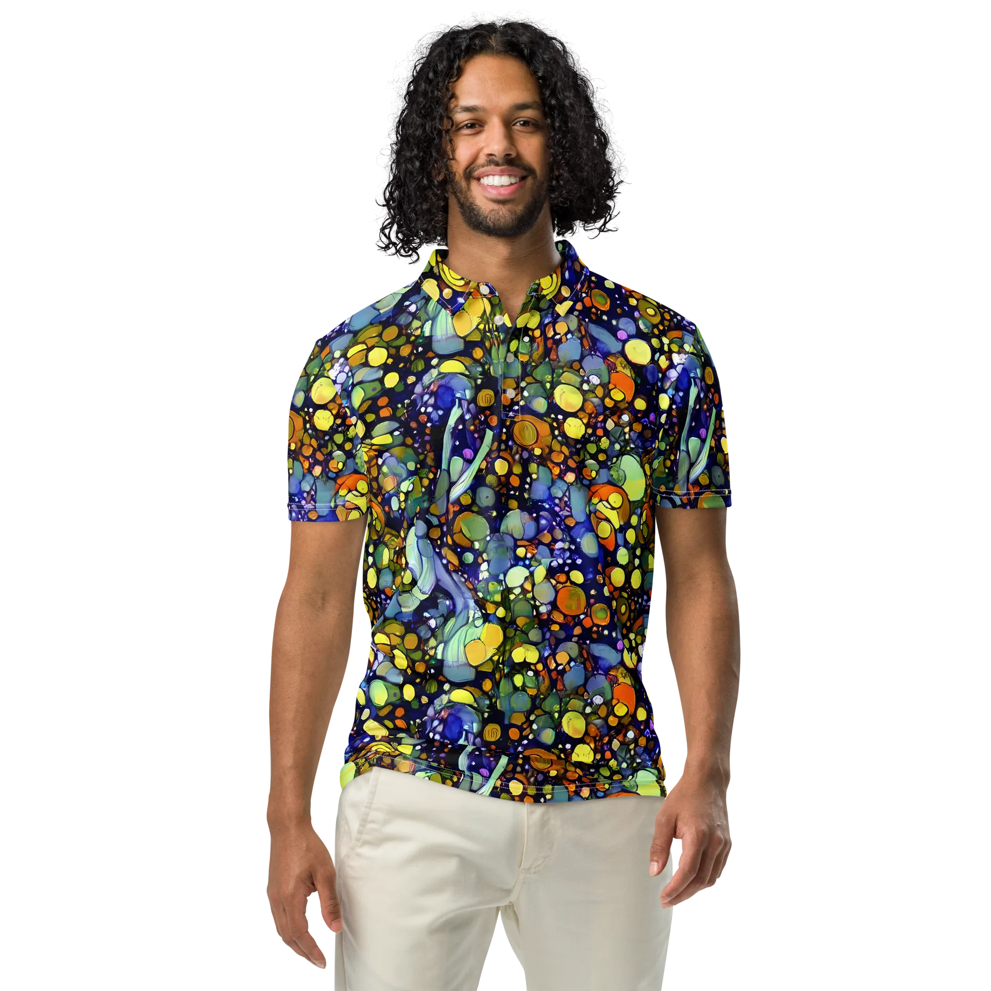 Indigo Carnival on Men's Slim Fit Polo Shirt — Front