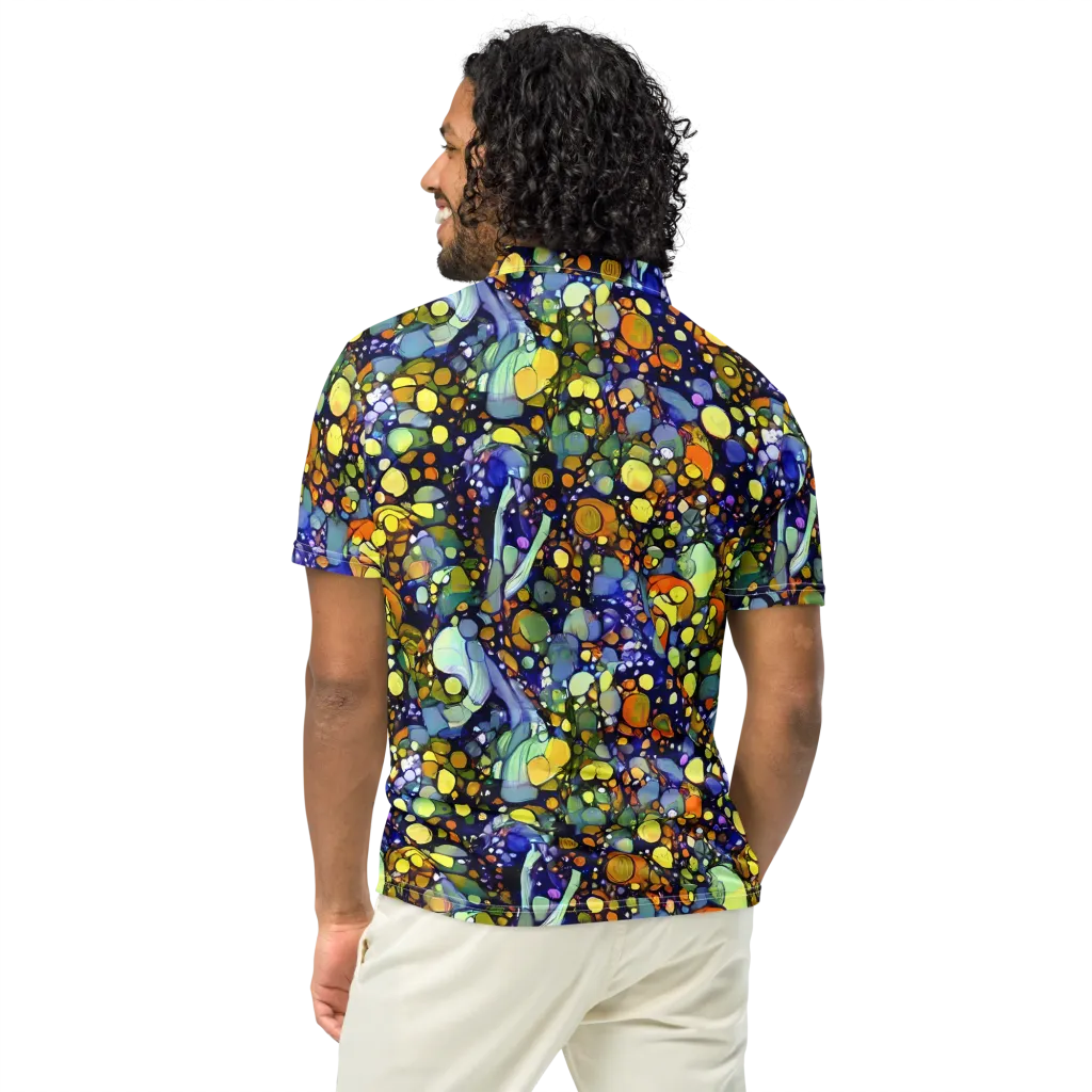 Indigo Carnival on Men's Slim Fit Polo Shirt — Back