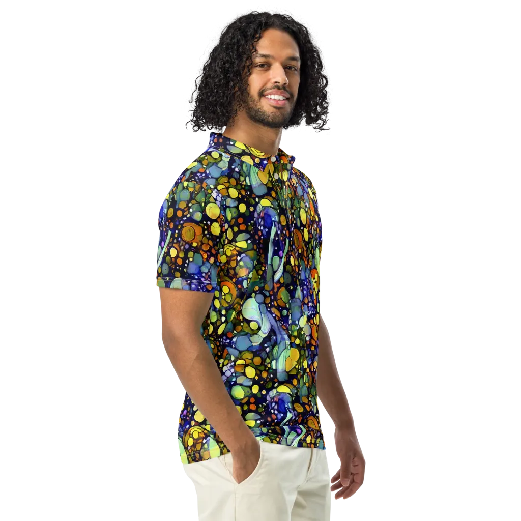 Indigo Carnival on Men's Slim Fit Polo Shirt — Right Front