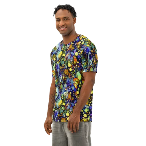 Indigo Carnival on a Men's Cotton Crew Neck T-Shirt