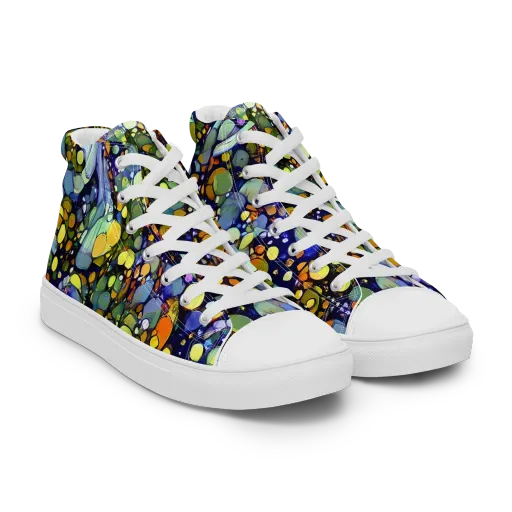 Indigo Carnival on a Men's High Top Canvas Shoes