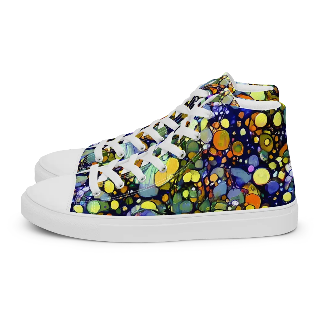 Indigo Carnival on Men's High Top Canvas Shoes — Left