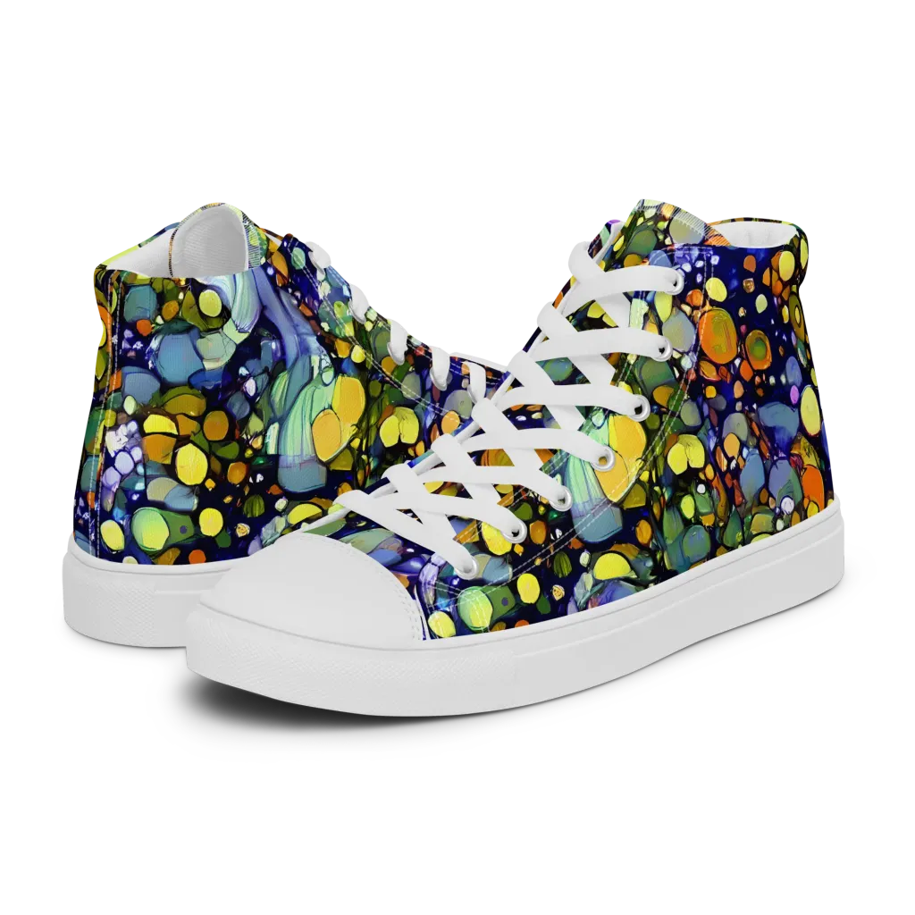 Indigo Carnival on Men's High Top Canvas Shoes — Left
