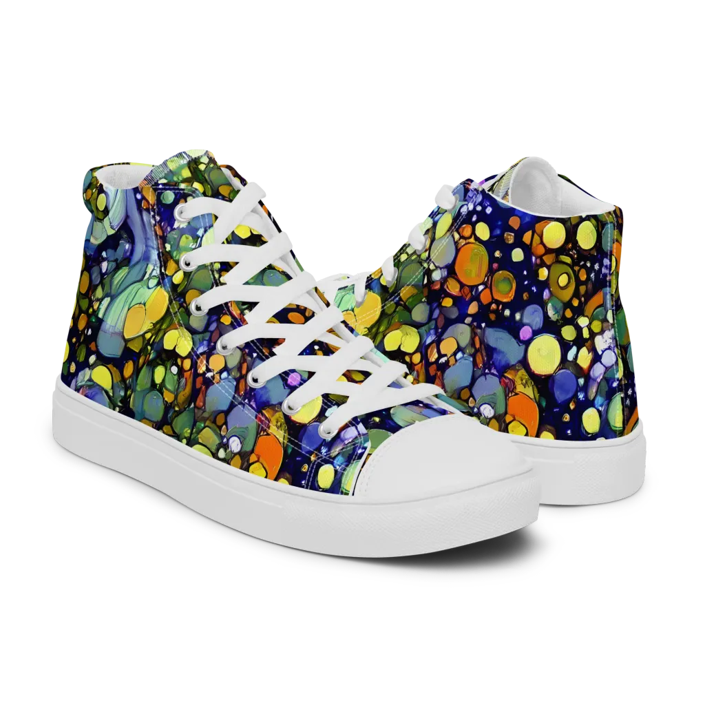 Indigo Carnival on Men's High Top Canvas Shoes — Right