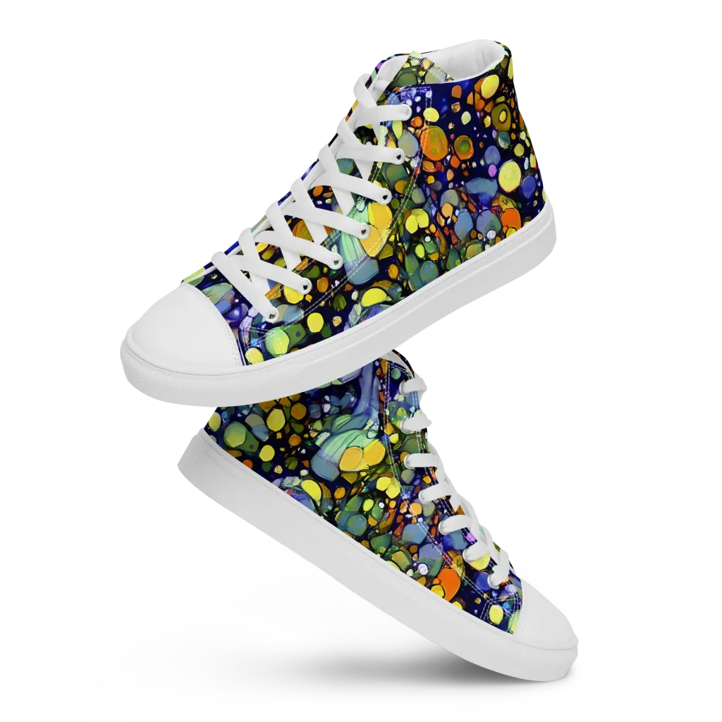Indigo Carnival on Men's High Top Canvas Shoes — Front