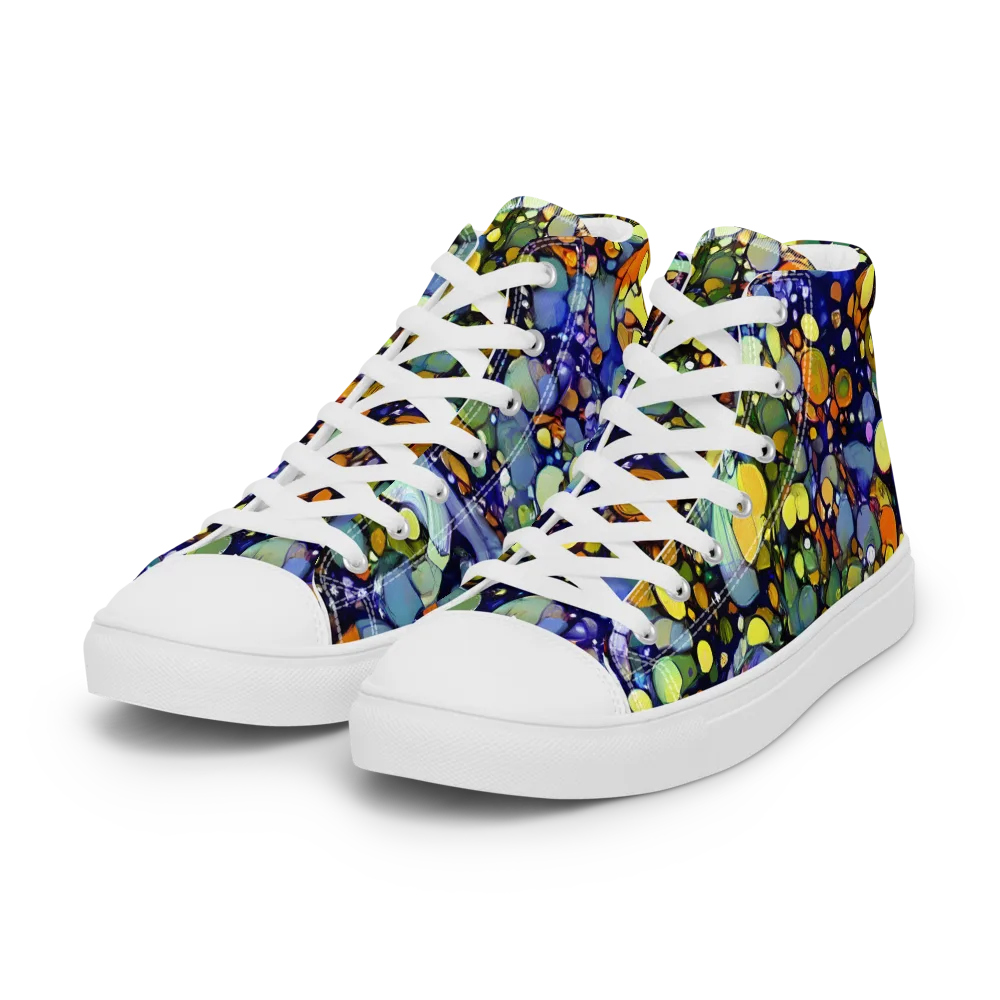 Indigo Carnival on Women's High Top Canvas Shoes — Left Front