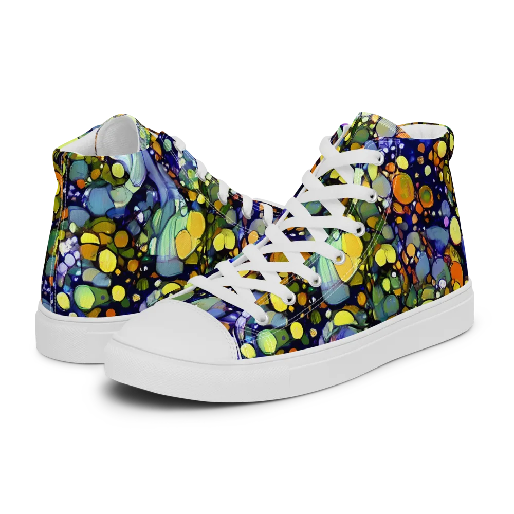 Indigo Carnival on Women's High Top Canvas Shoes — Left