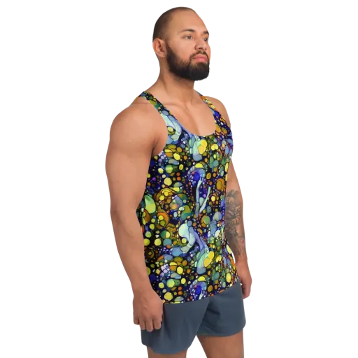 Indigo Carnival on a Men's Tank Top