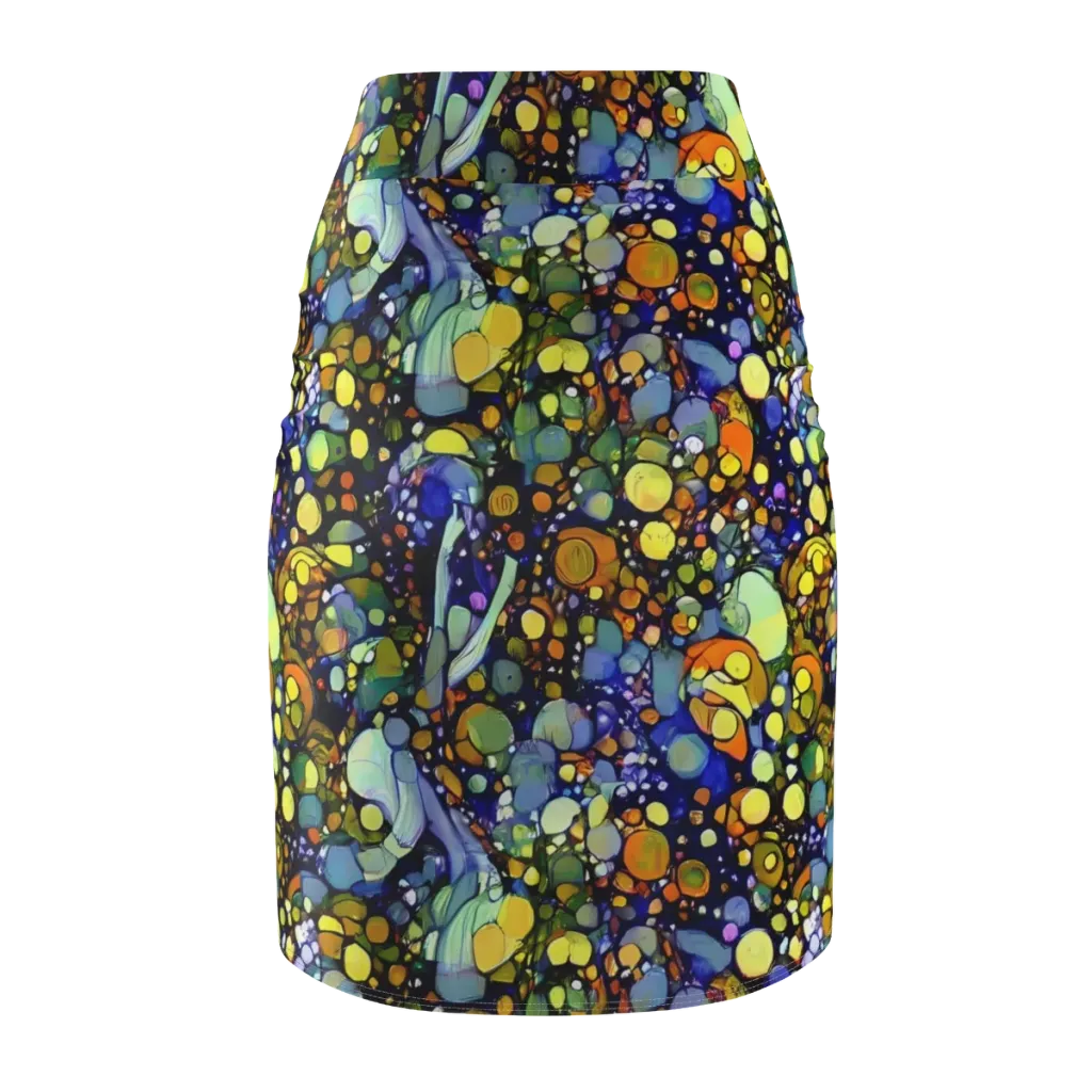 Indigo Carnival on Pencil Skirt — Back