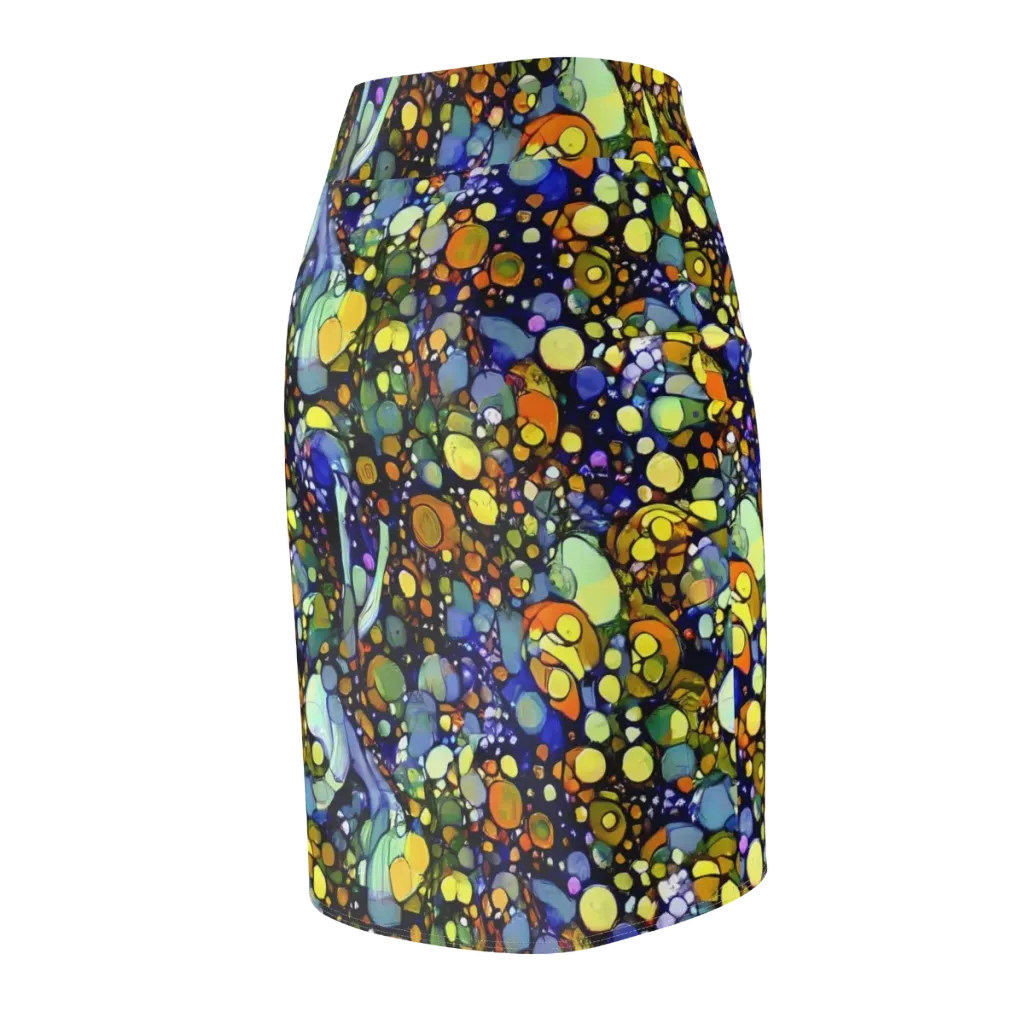 Indigo Carnival on Pencil Skirt — Back Side