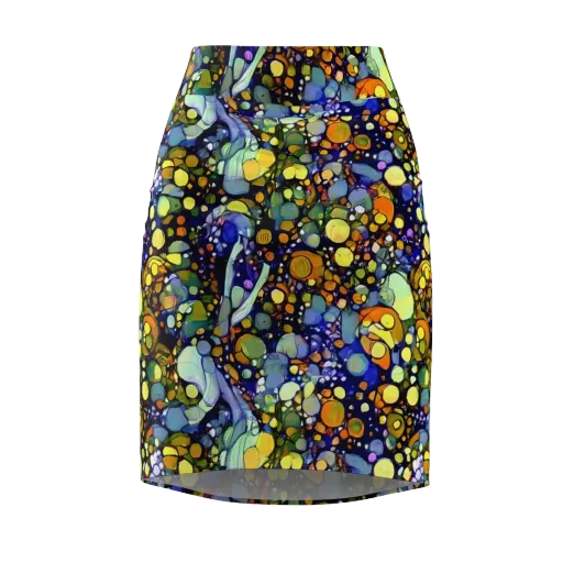 Indigo Carnival on a Pencil Skirt