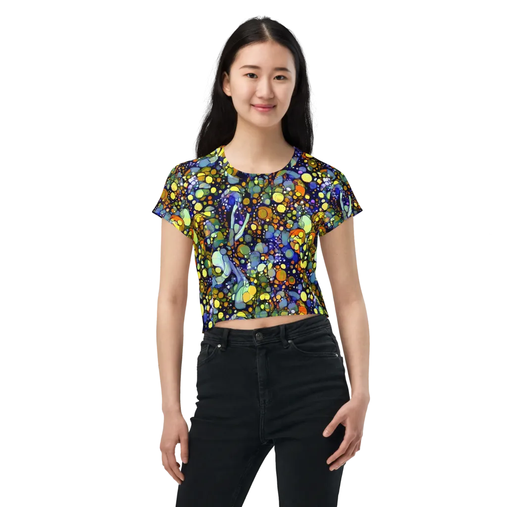 Indigo Carnival on Crop Tee — Front