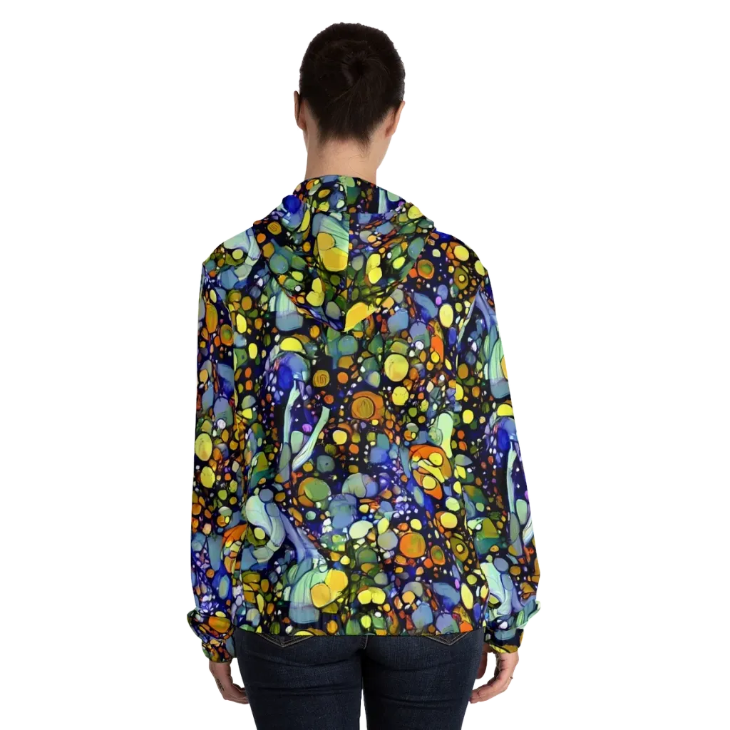 Indigo Carnival on Women's Full-Zip Hoodie — Back On Person