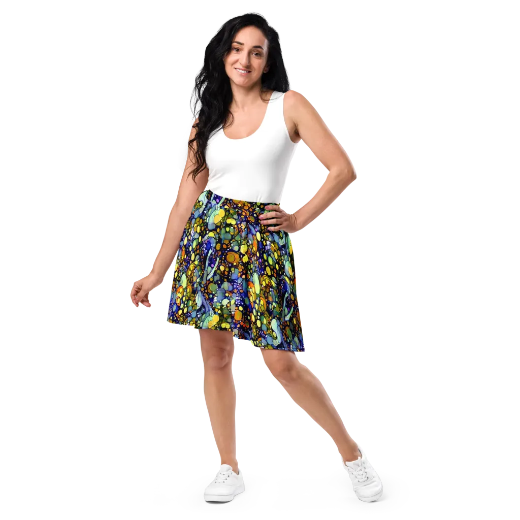 Indigo Carnival on Skater Skirt — Front