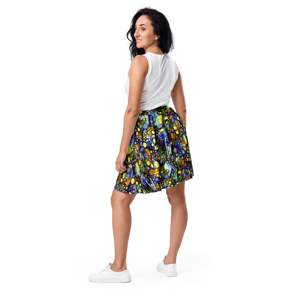 Indigo Carnival on Skater Skirt — Back