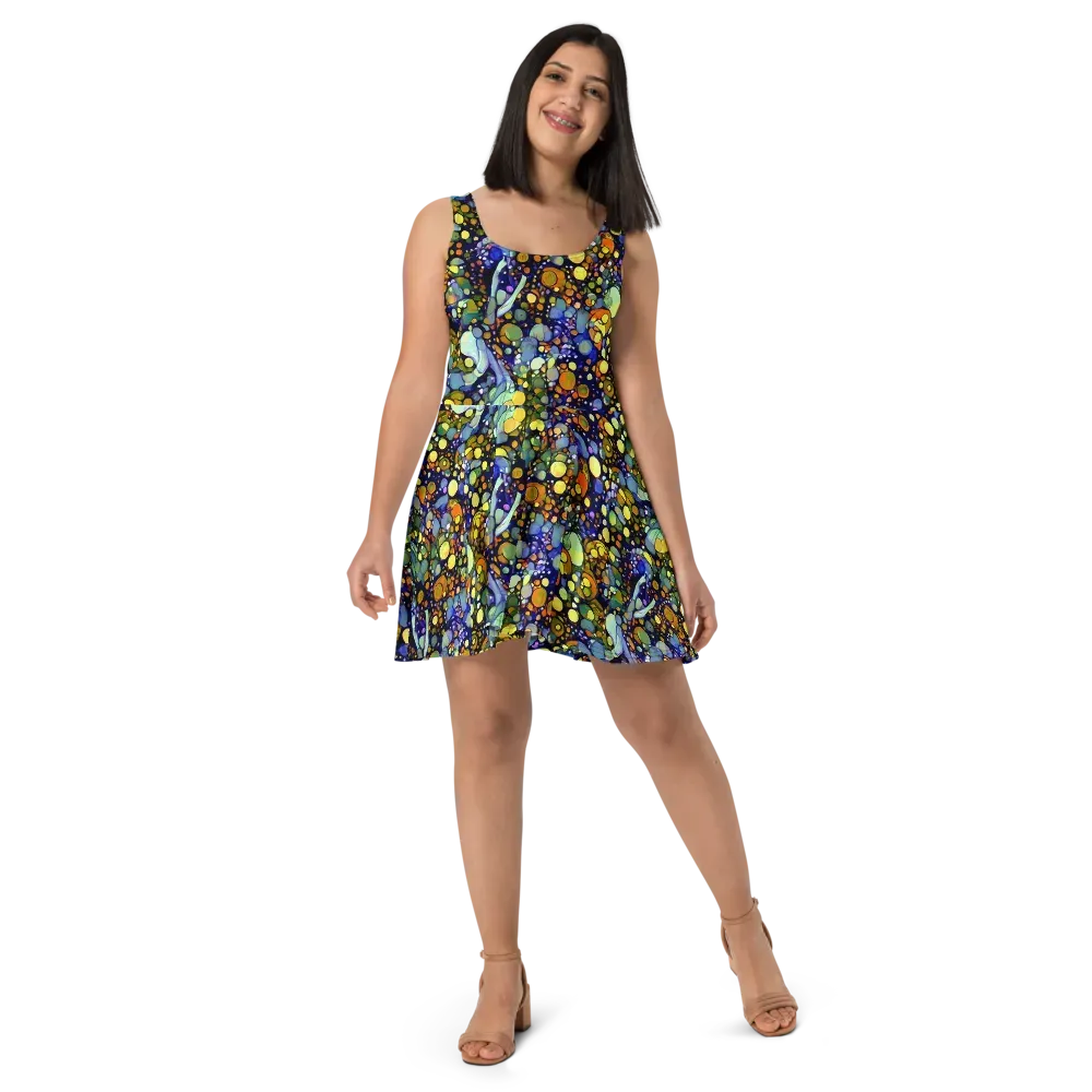 Indigo Carnival on Skater Dress — Front
