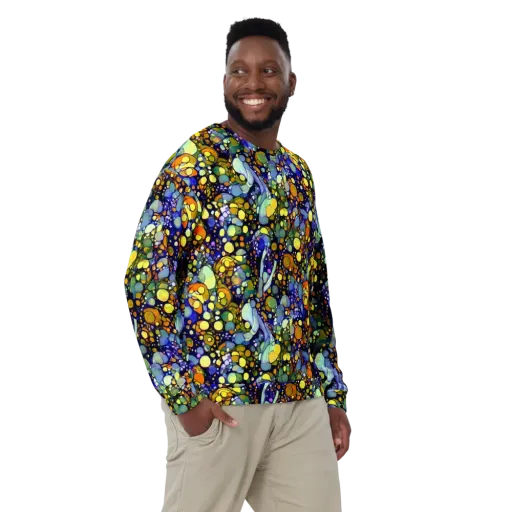Indigo Carnival on a Sweatshirt