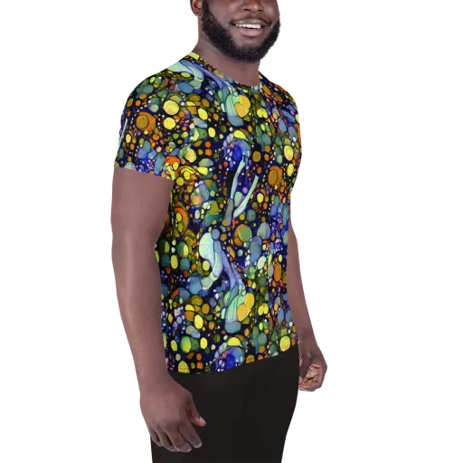 Indigo Carnival on a Men's Athletic T-Shirt