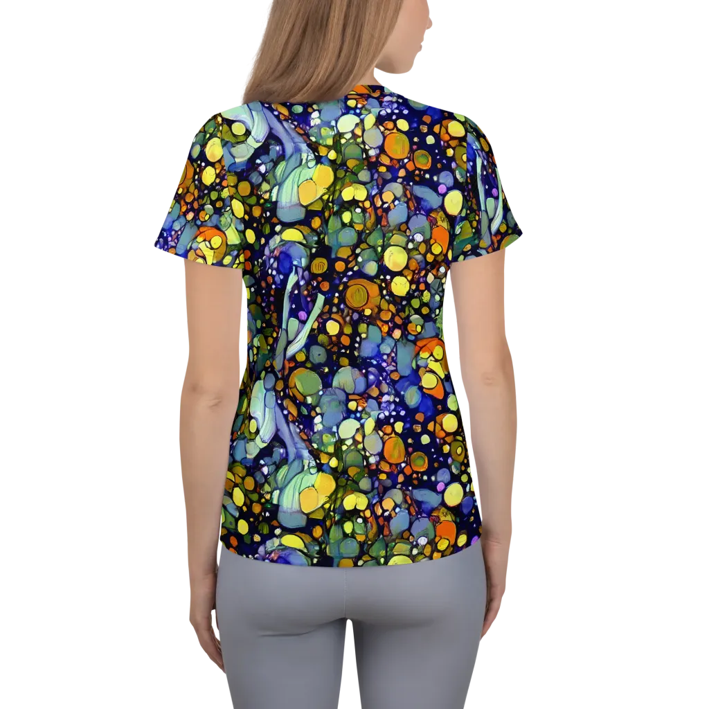Indigo Carnival on Women's Athletic T-Shirt — Back