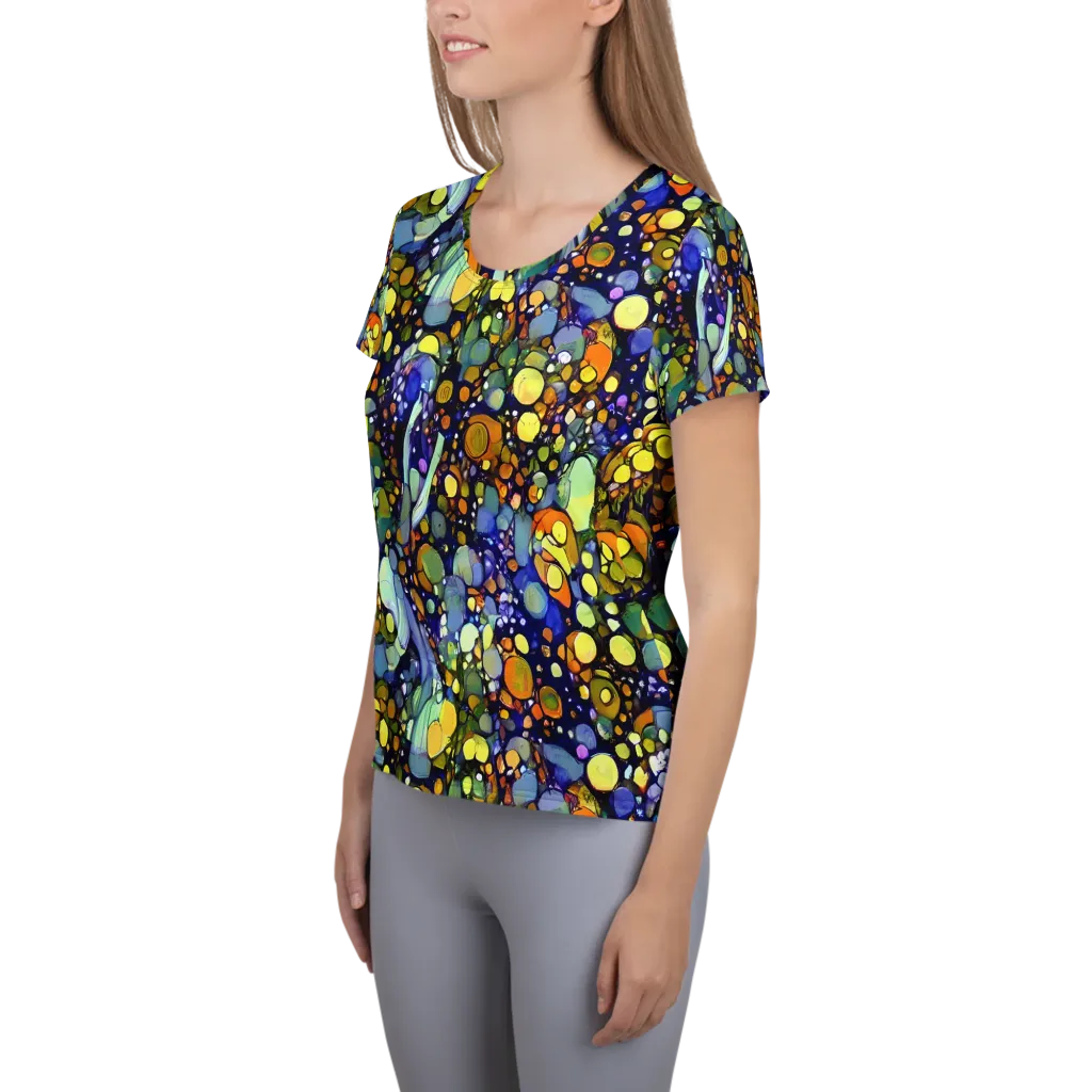 Indigo Carnival on Women's Athletic T-Shirt — Left