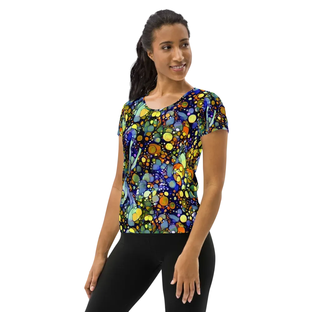 Indigo Carnival on Women's Athletic T-Shirt — Left