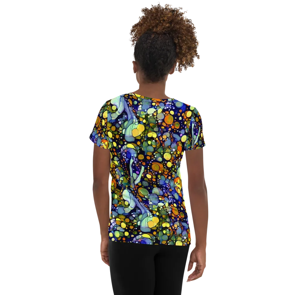 Indigo Carnival on Women's Athletic T-Shirt — Back