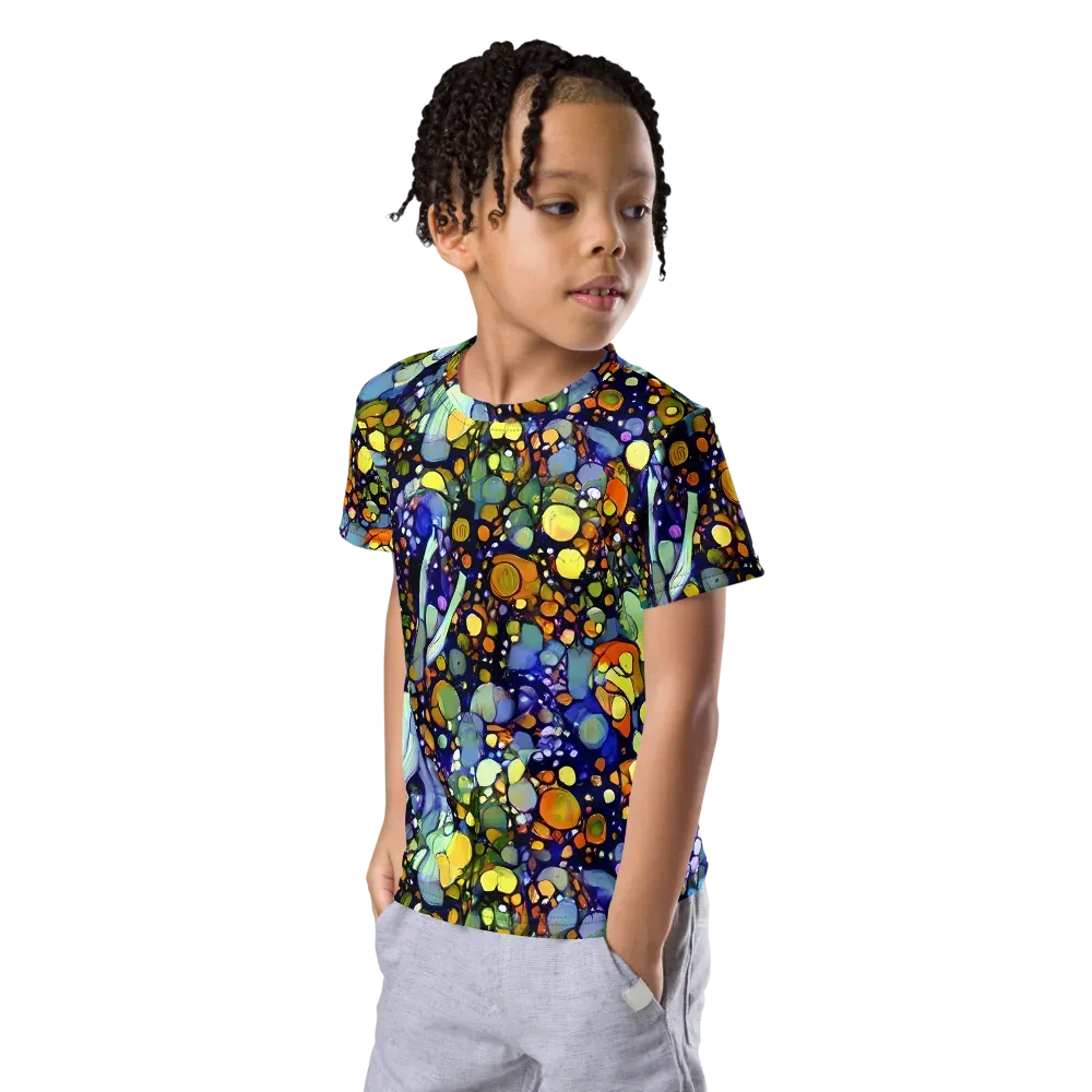 Indigo Carnival on Kids Crew Neck T-Shirt — Left Front