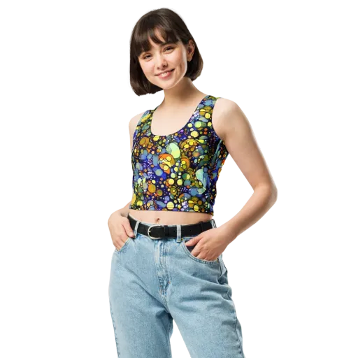 Indigo Carnival on a Crop Top
