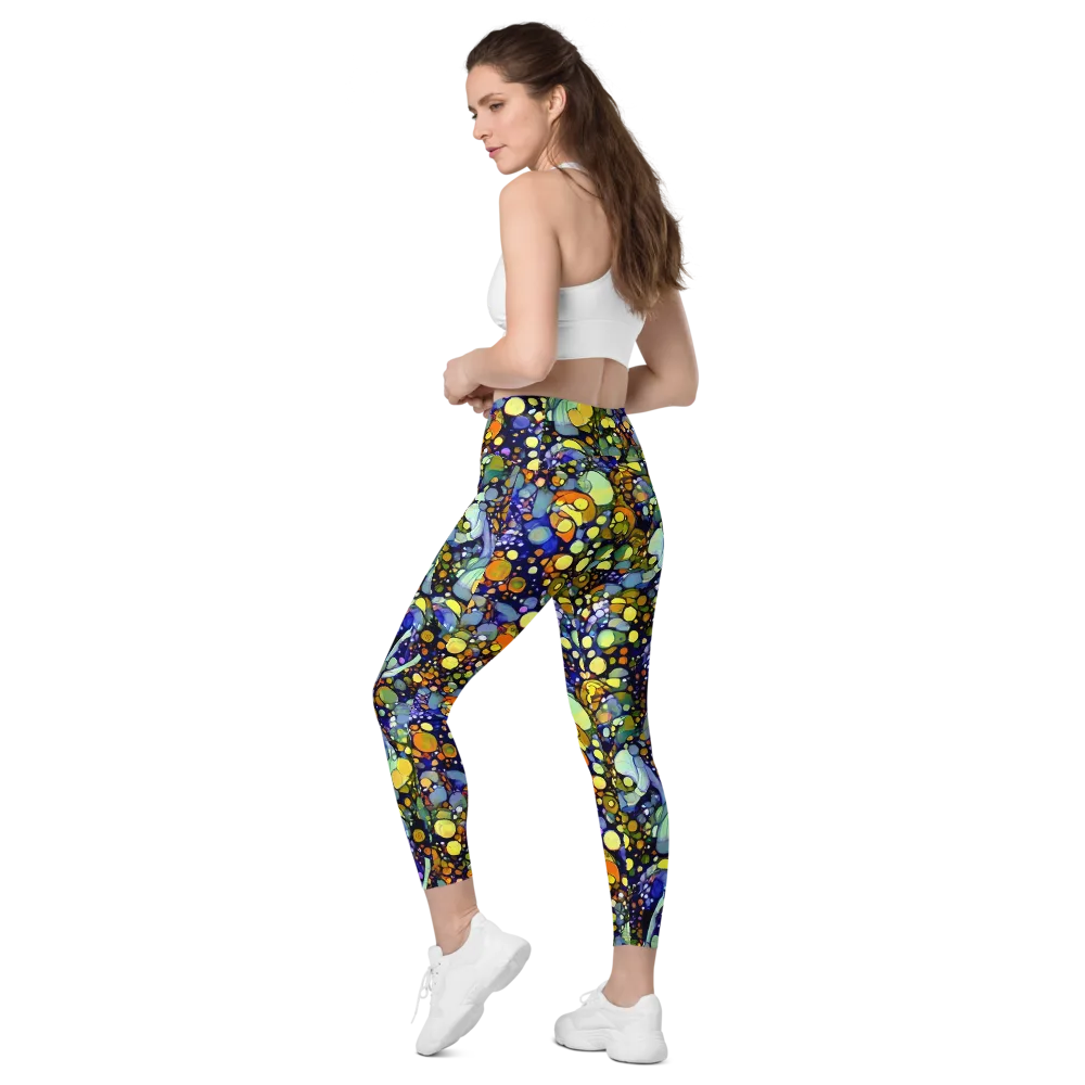 Indigo Carnival on Leggings with Pockets — Left Back
