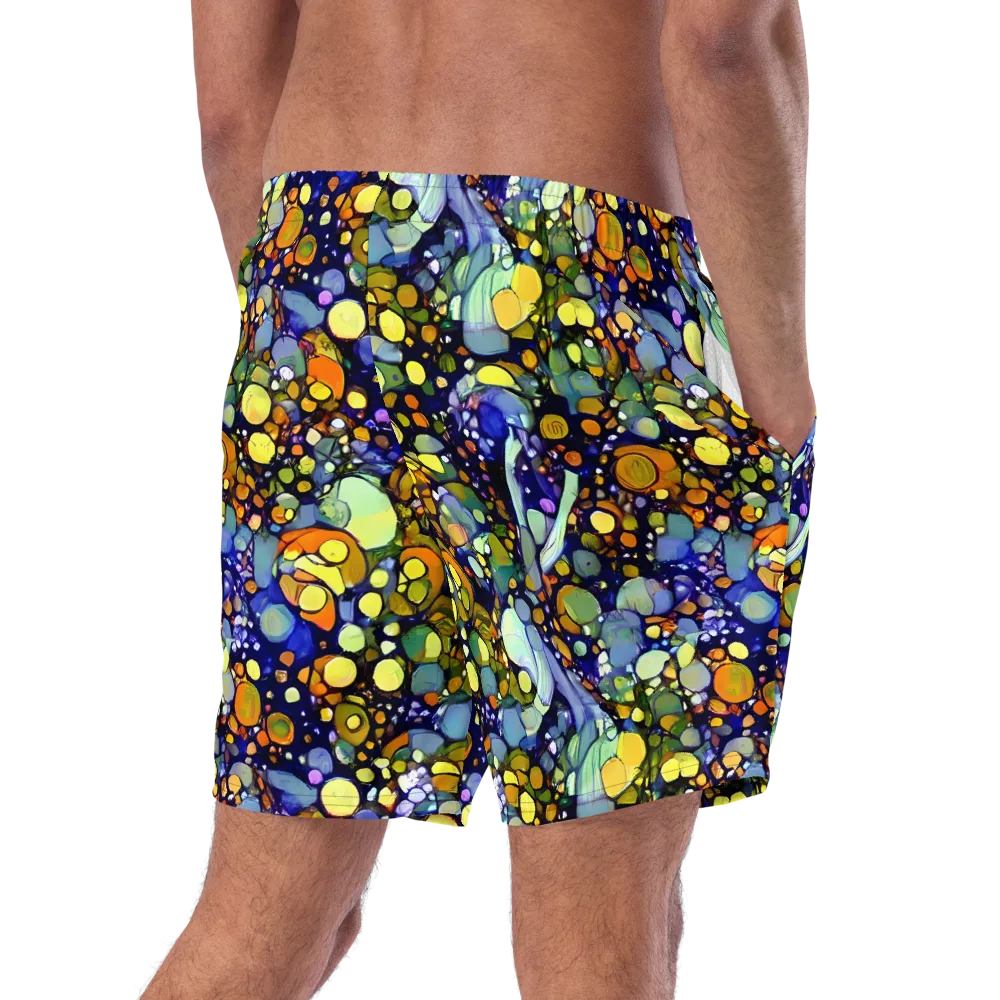 Indigo Carnival on Swim Trunks — Right Back