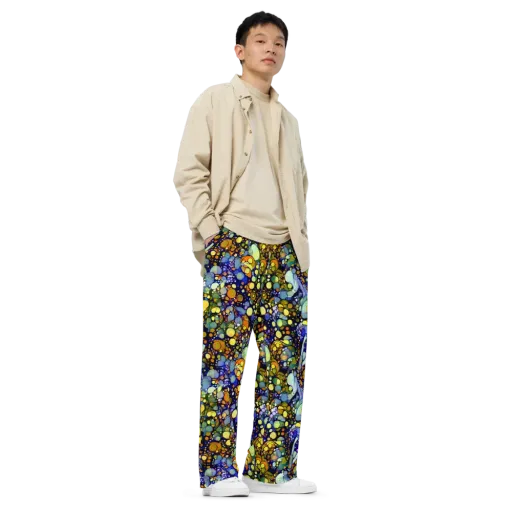 Indigo Carnival on a Wide-Leg Pants