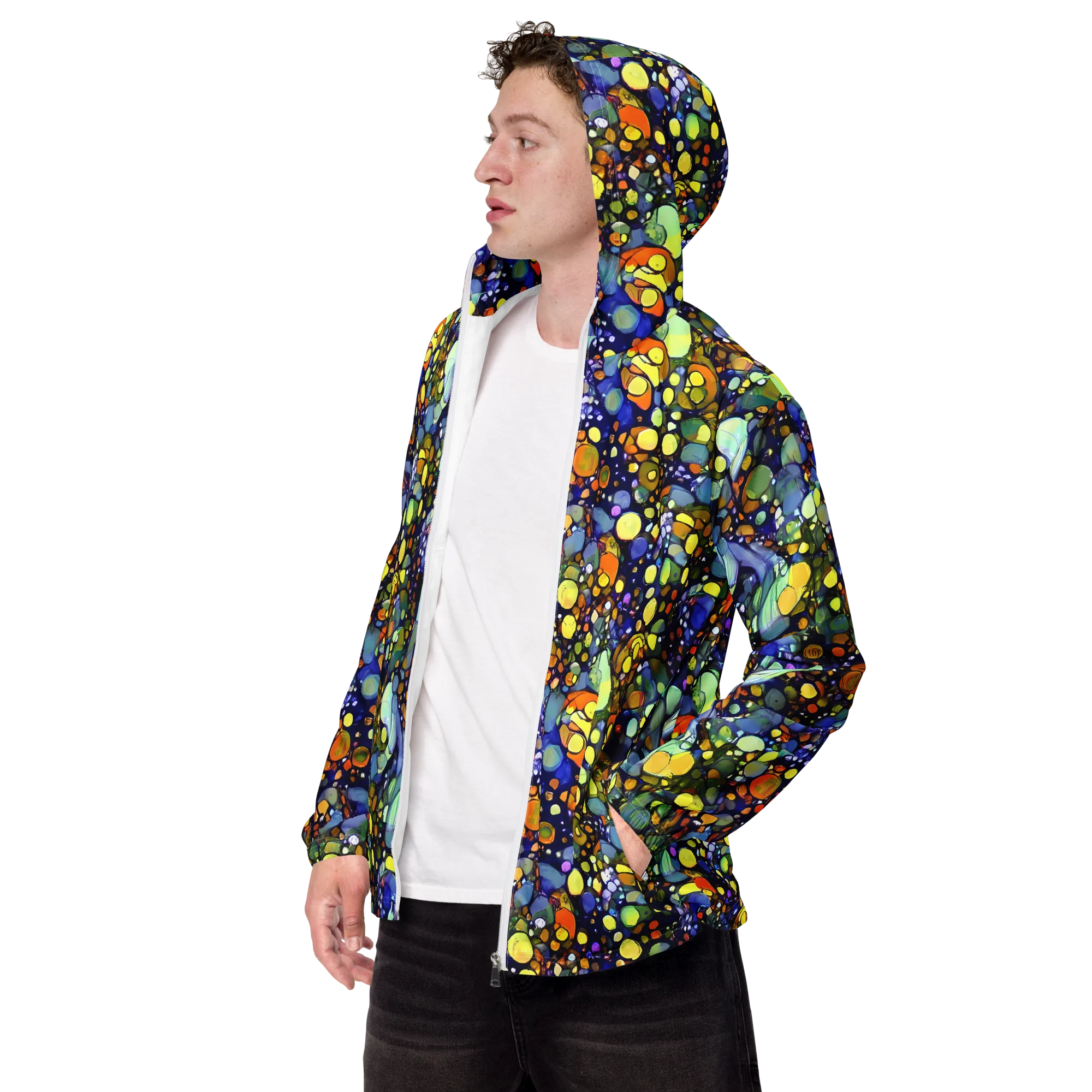 Indigo Carnival on Men's Windbreaker — Left Front