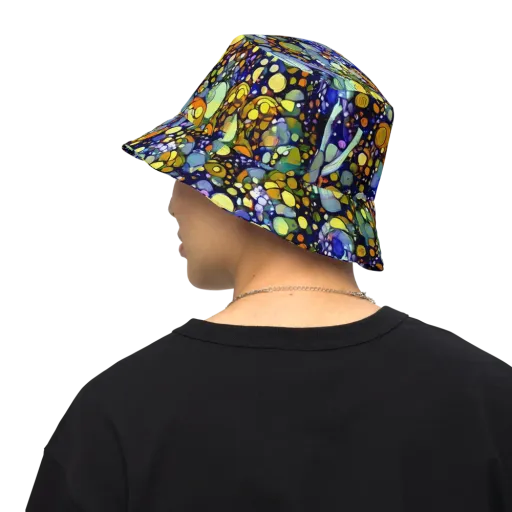Indigo Carnival on a Reversible Bucket Hat