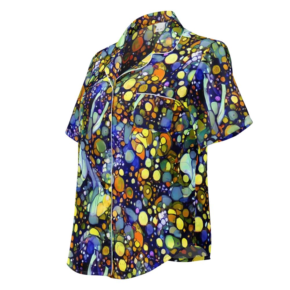 Indigo Carnival on Women's Short Sleeve Pajama Top — Left Front