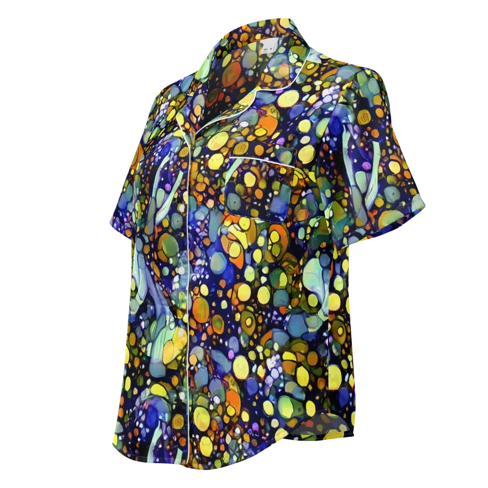 Indigo Carnival on Women's Short Sleeve Pajama Top — Left Front