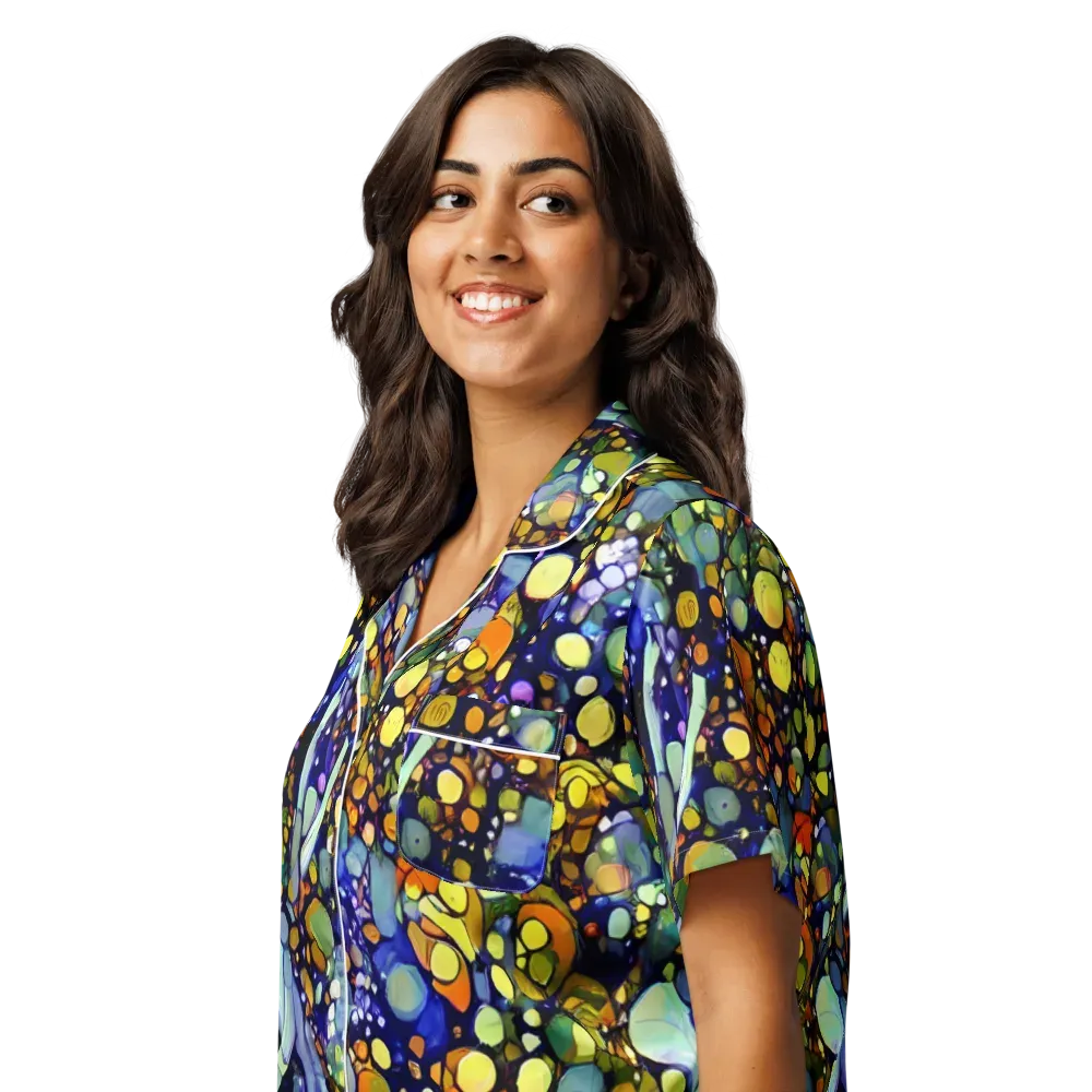Indigo Carnival on Women's Short Sleeve Pajama Top — Left Front
