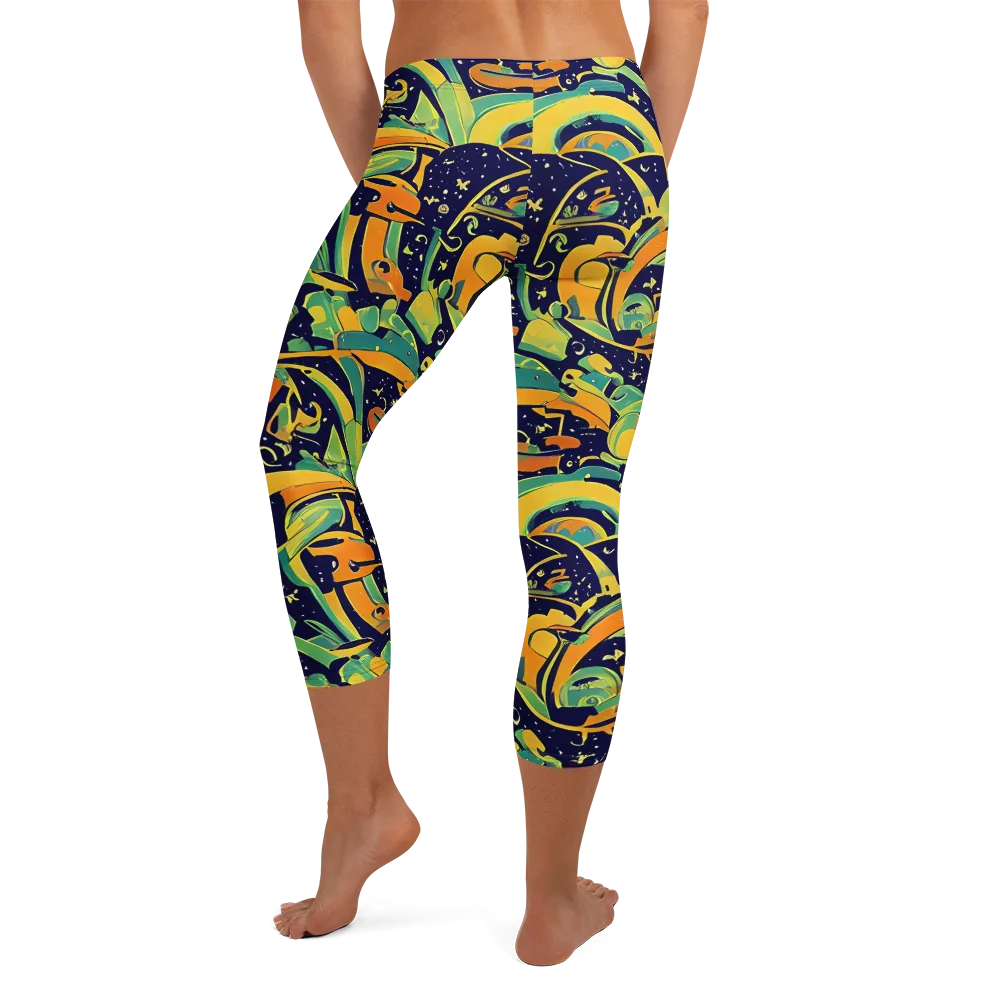 Jungle Voltage on Capri Leggings — Back